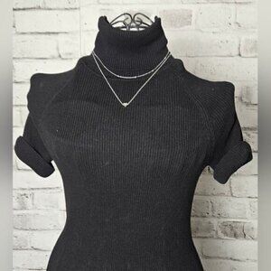 Silver Tone Love Heart Layered Choker Necklace Simple Beads Pendant